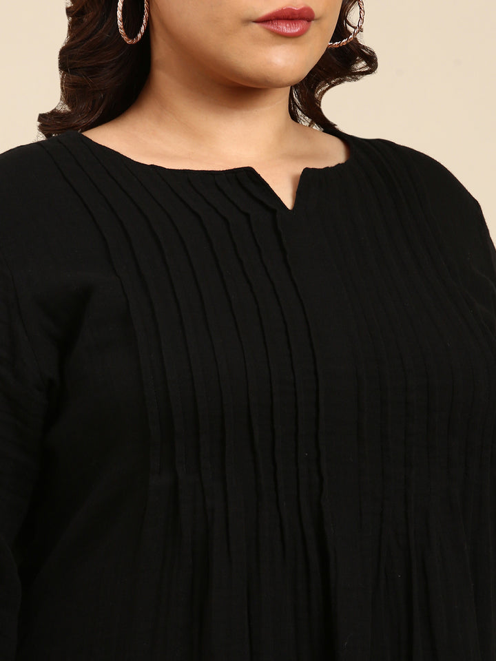 BLACK PINTUK DRESS