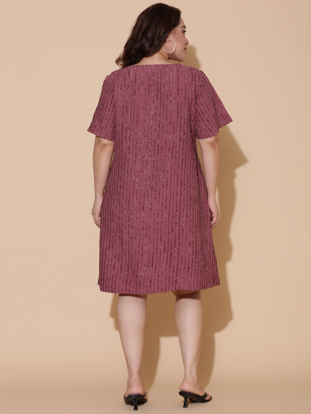 Elegant Peach Textured Dress