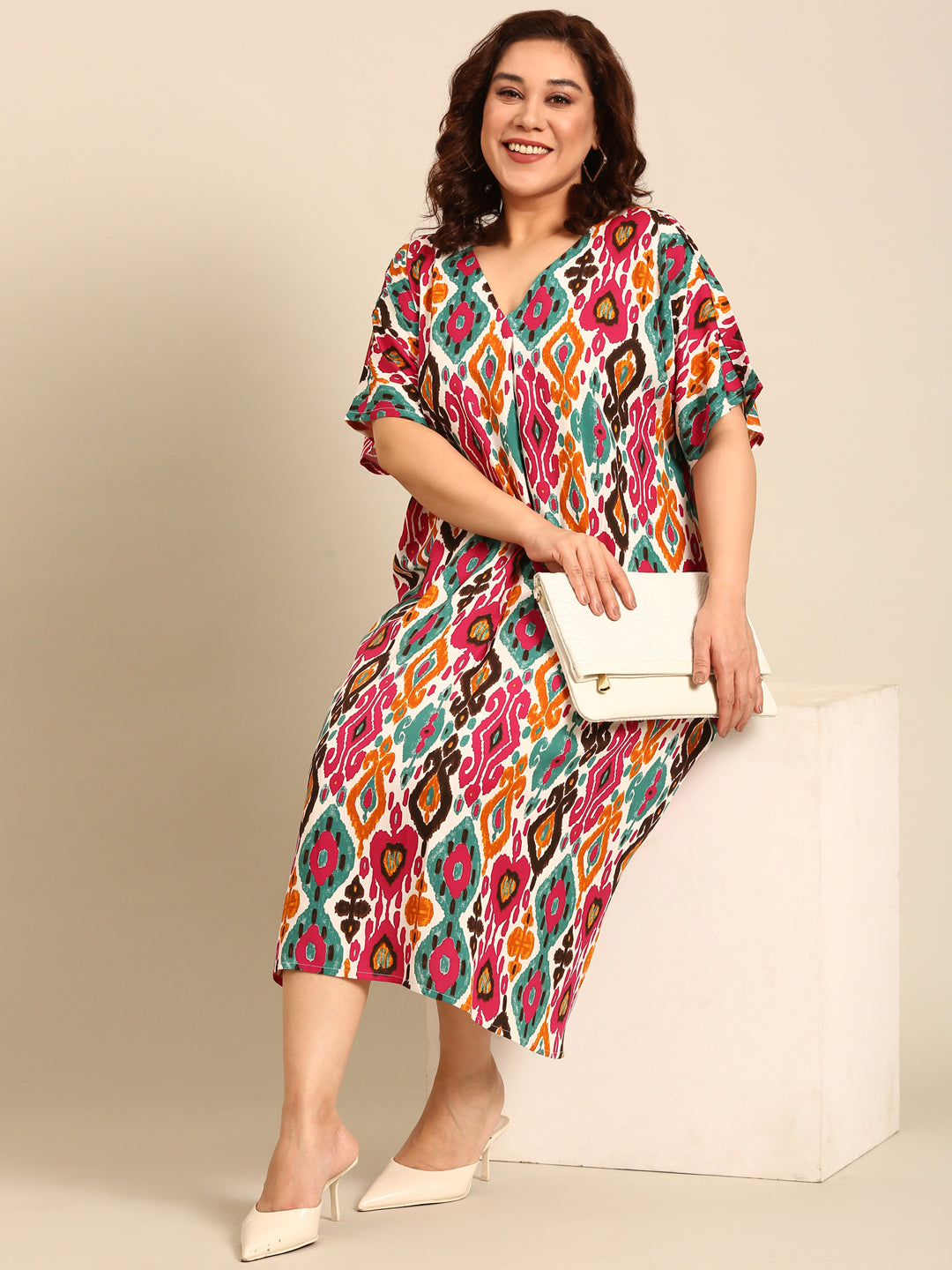 Multicolour Ikkat Printed Dress