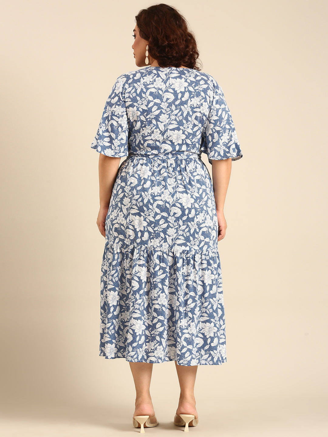 White Dot Printed Viscose Dress