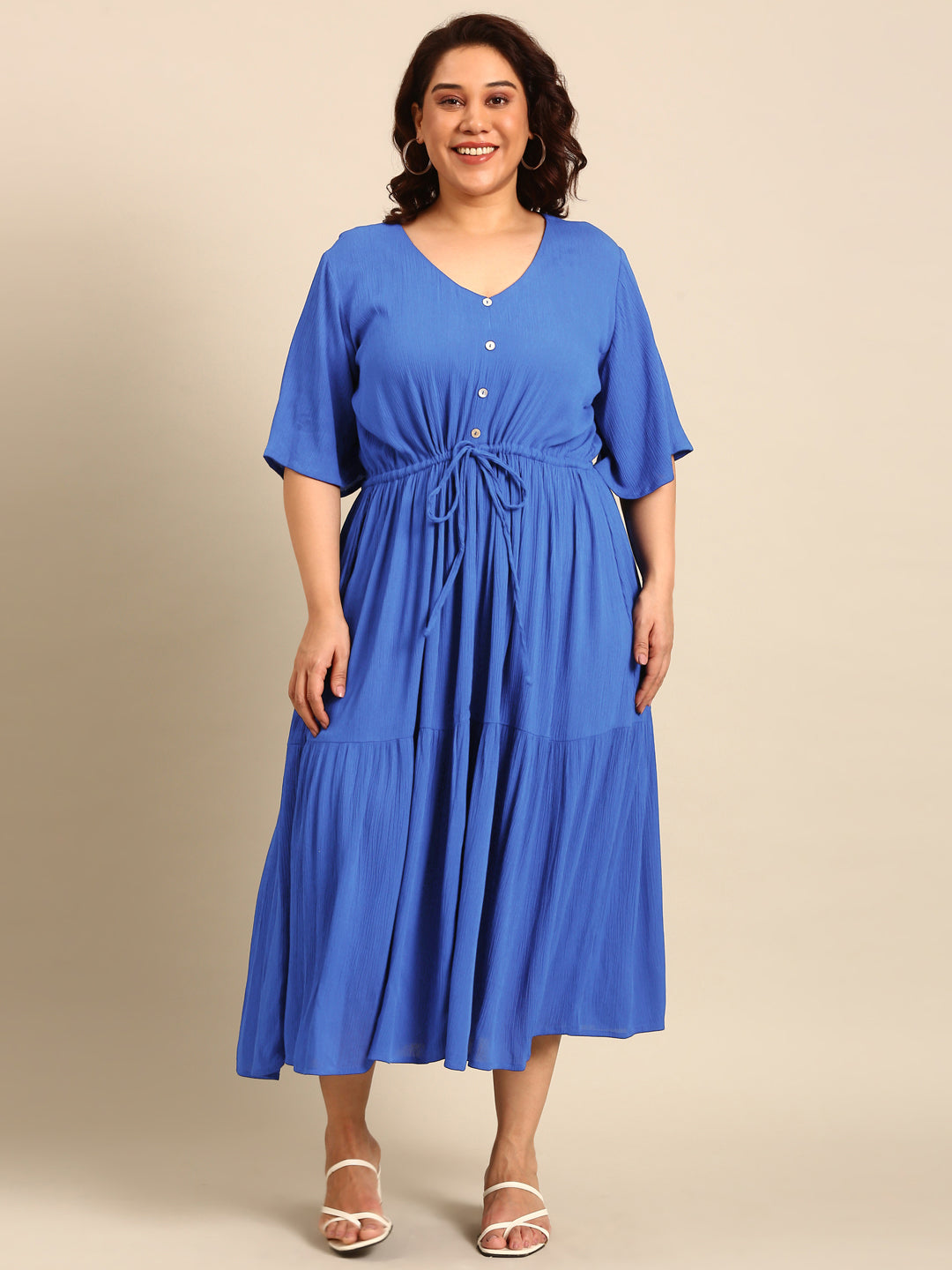Cobalt Maxi Dress With Waist Tie