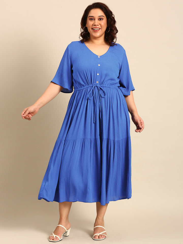 Cobalt Maxi Dress With Waist Tie