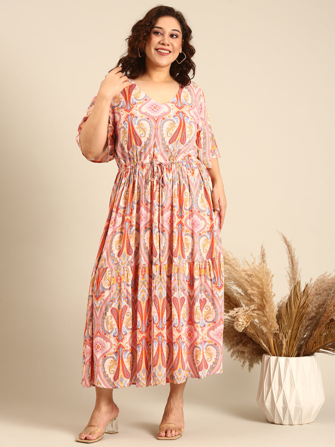 Pink Ethnic Printed Dress