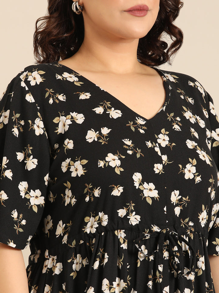 Black Floral Printed Dress