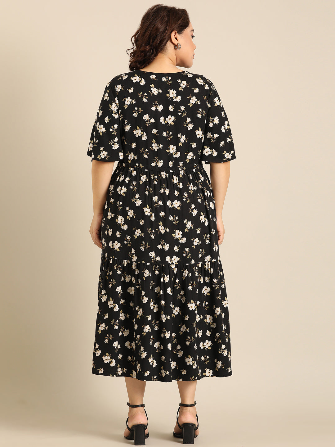 Black Floral Printed Dress