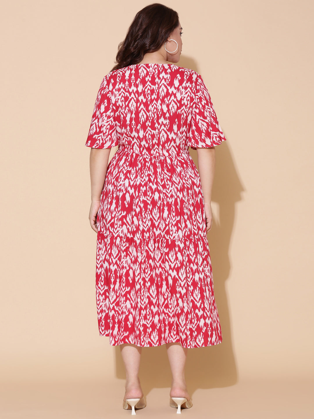 Red Ikkat Printed Maxi Dress