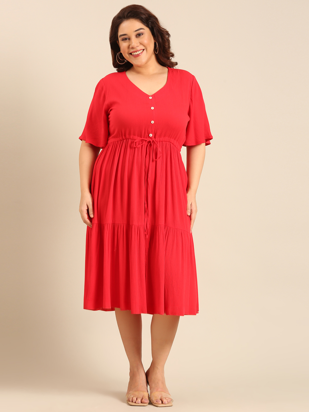 Plus Size Red Midi Dress