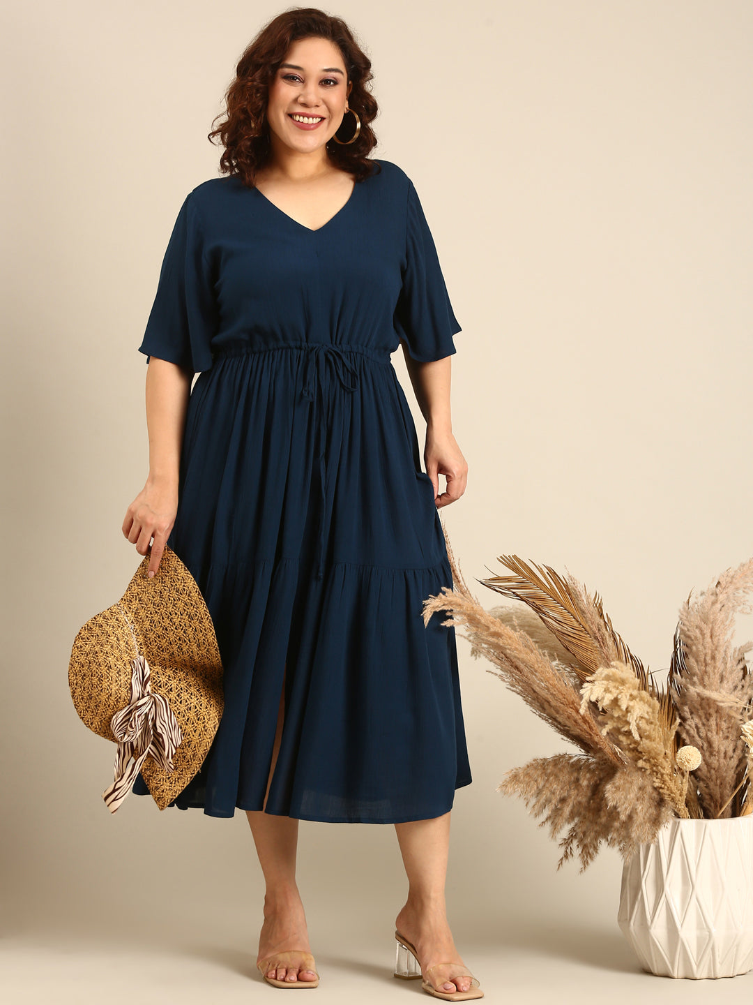 Teal Tie-Up Dress