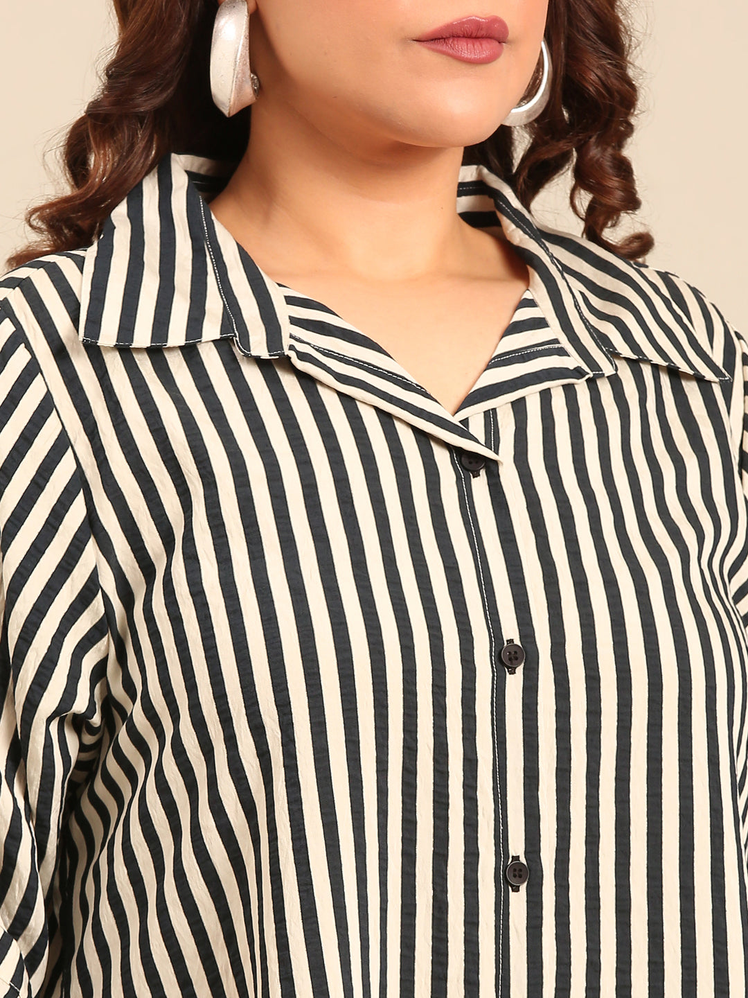 Navy and White Striped Shirt Dress