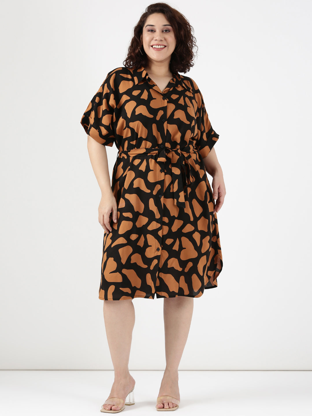 Printed Tie-up Shirt Dress