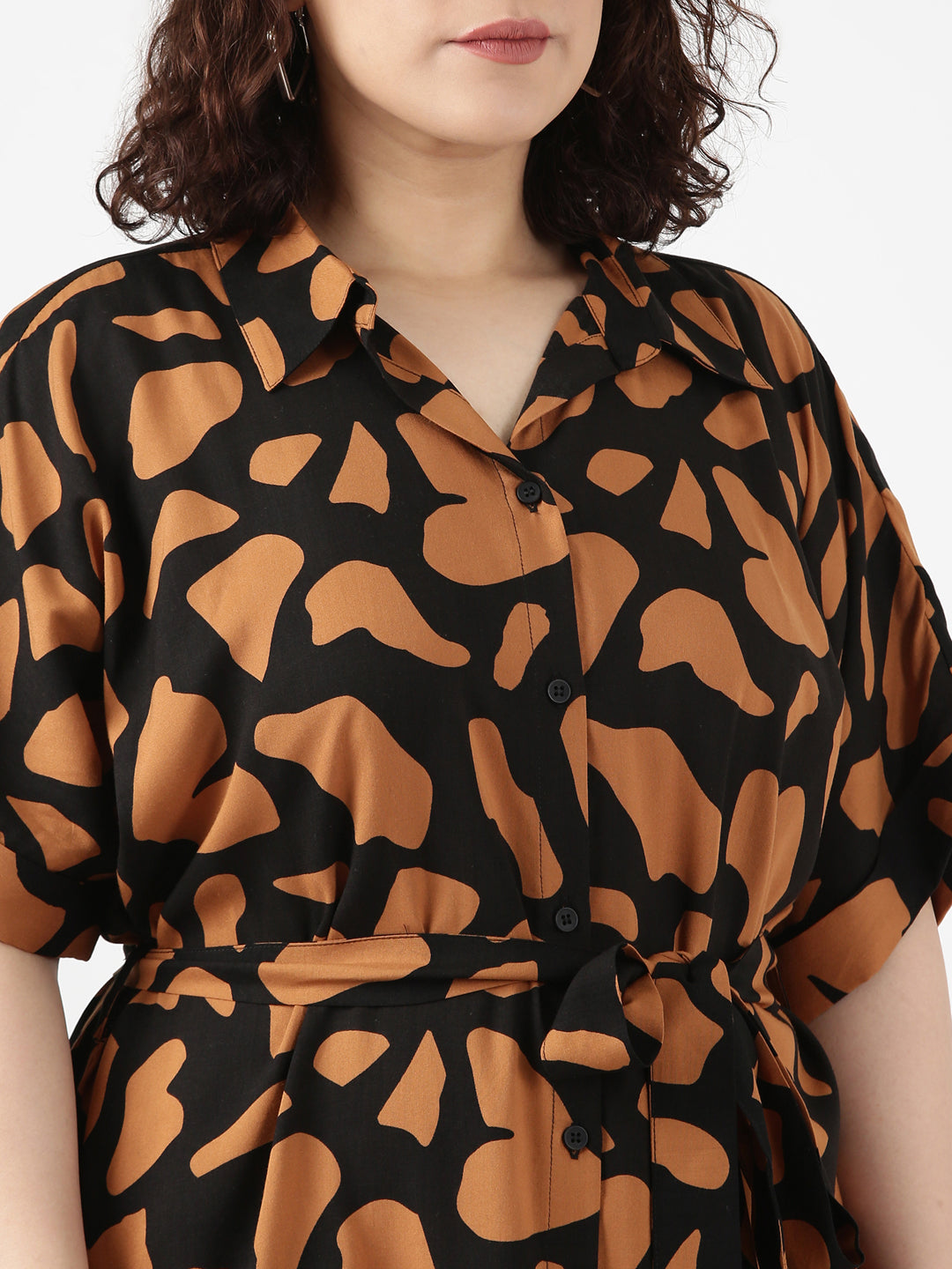 Printed Tie-up Shirt Dress