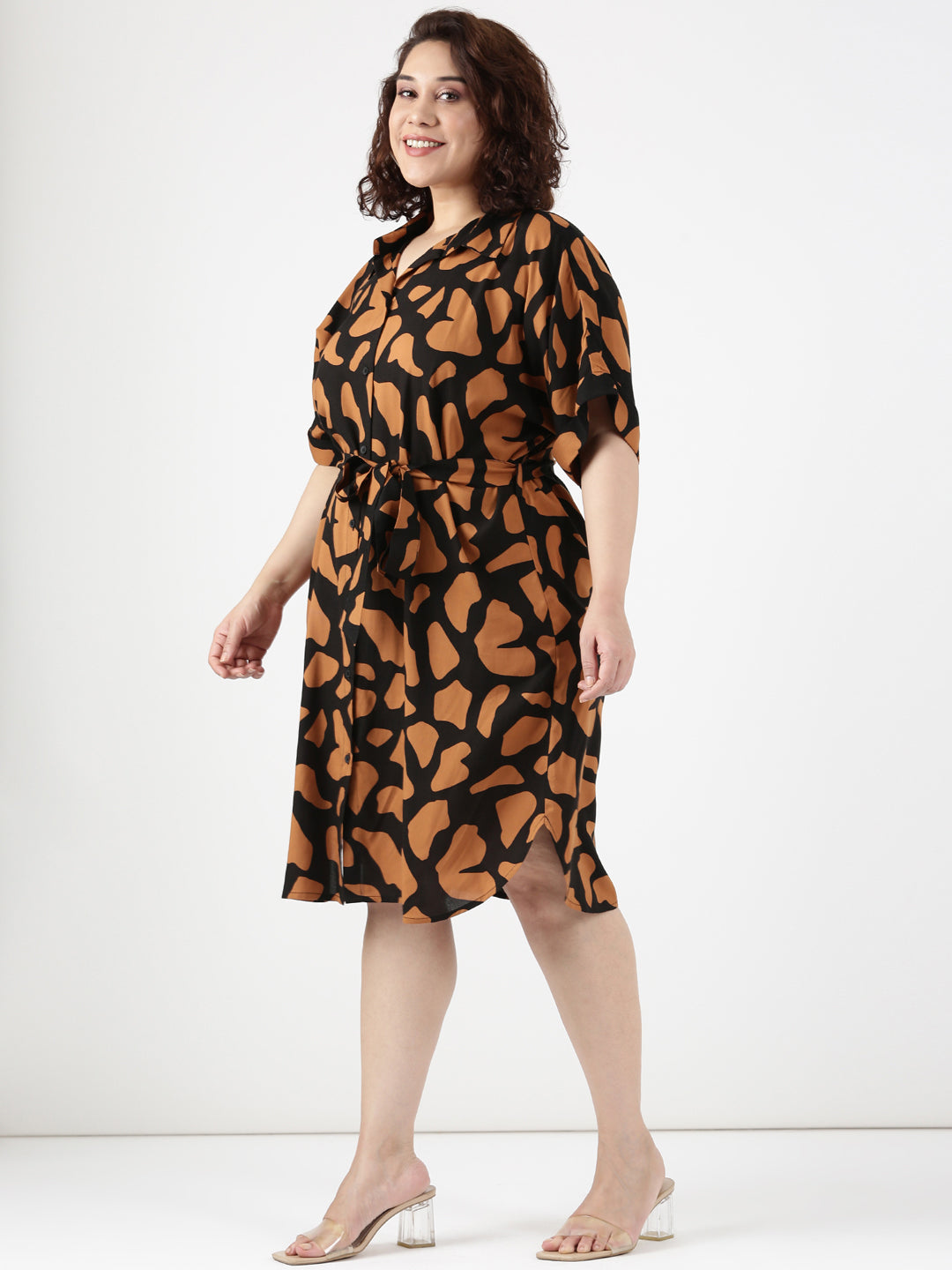 Printed Tie-up Shirt Dress