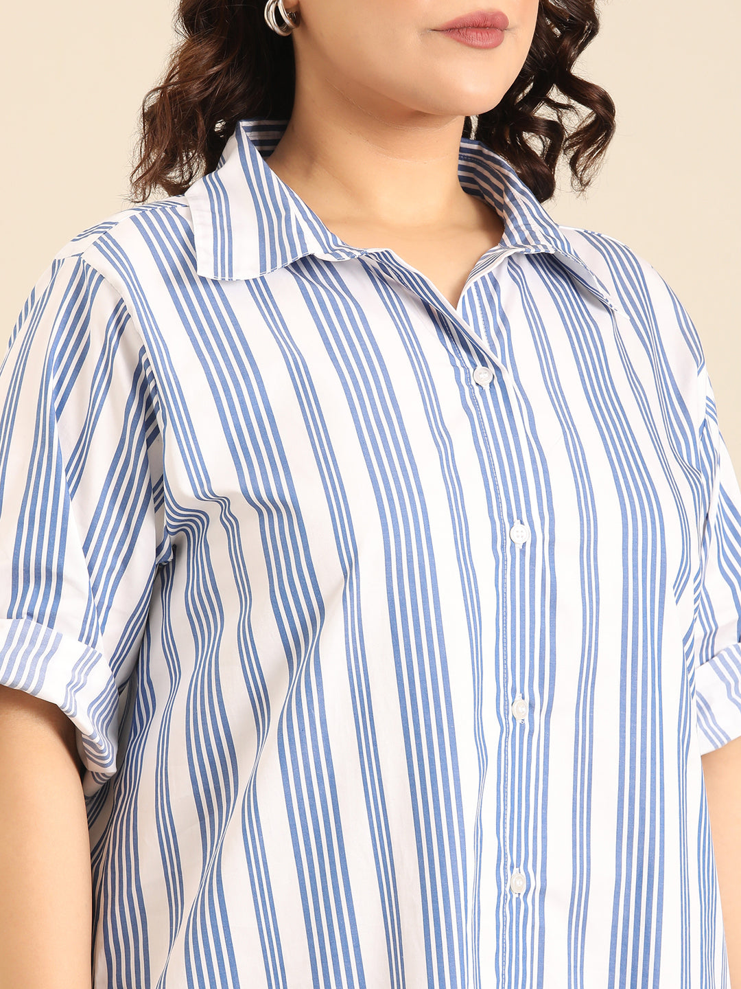 Blue Stripe Shirt Dress