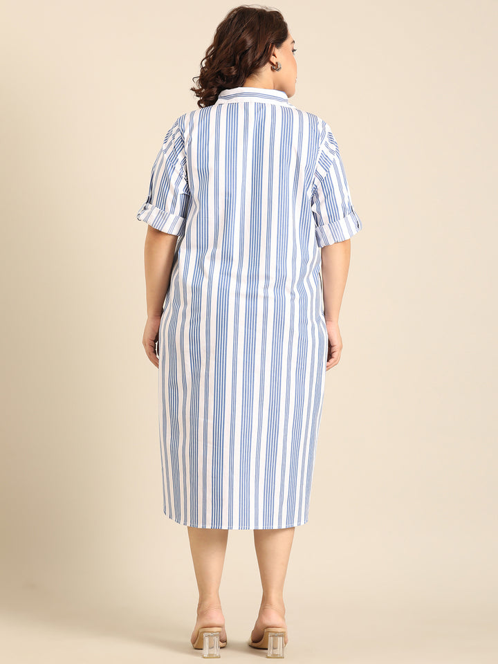 Blue Stripe Shirt Dress