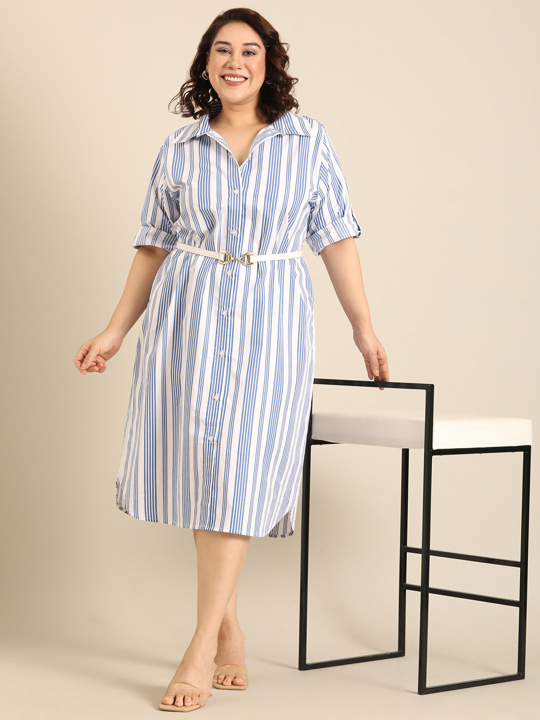 Blue Stripe Shirt Dress