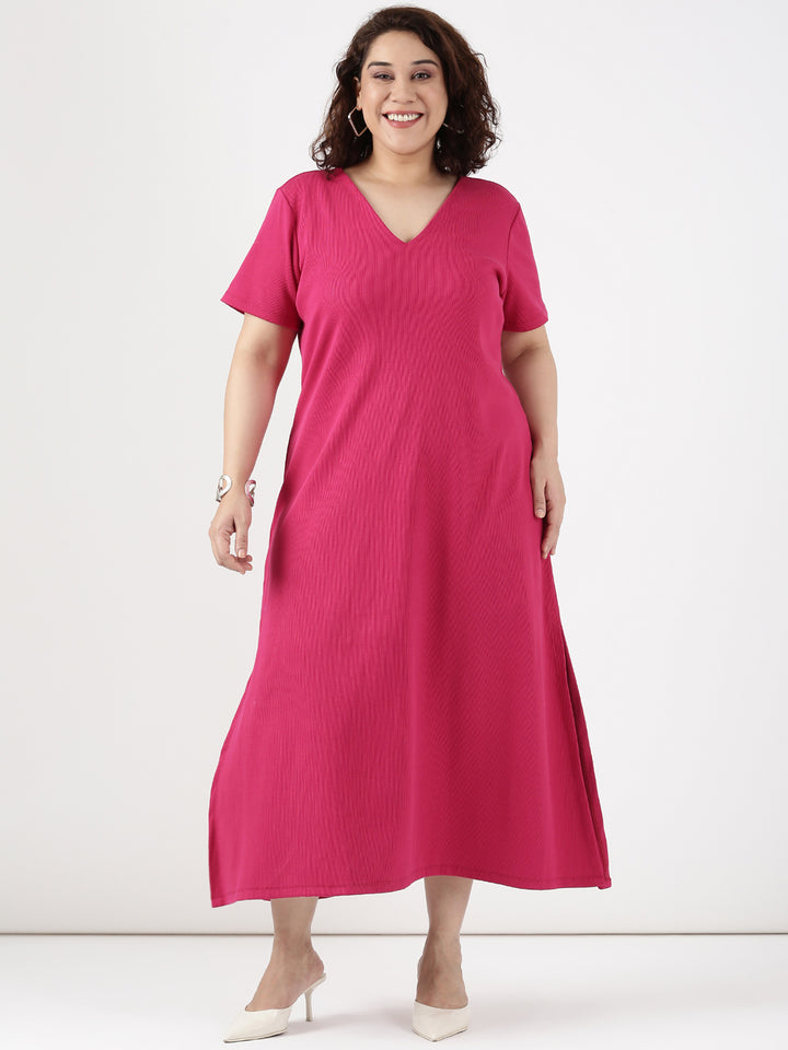 Hot Pink A-line Dress
