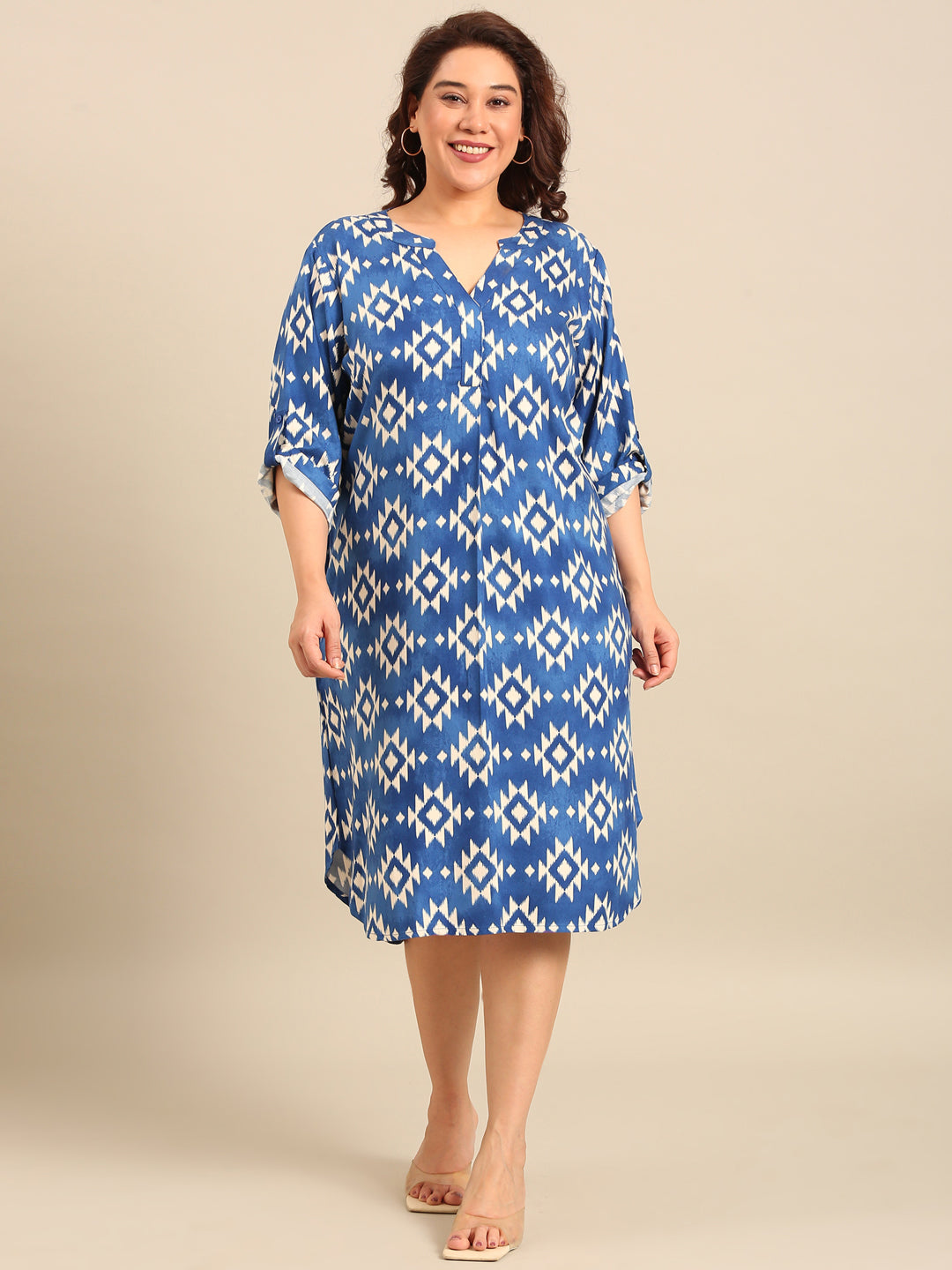 Ikat Print Midi Dress