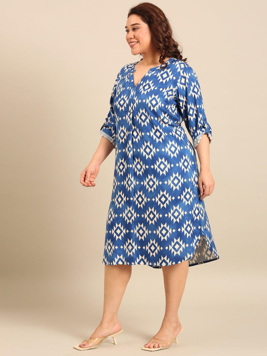 Ikat Print Midi Dress