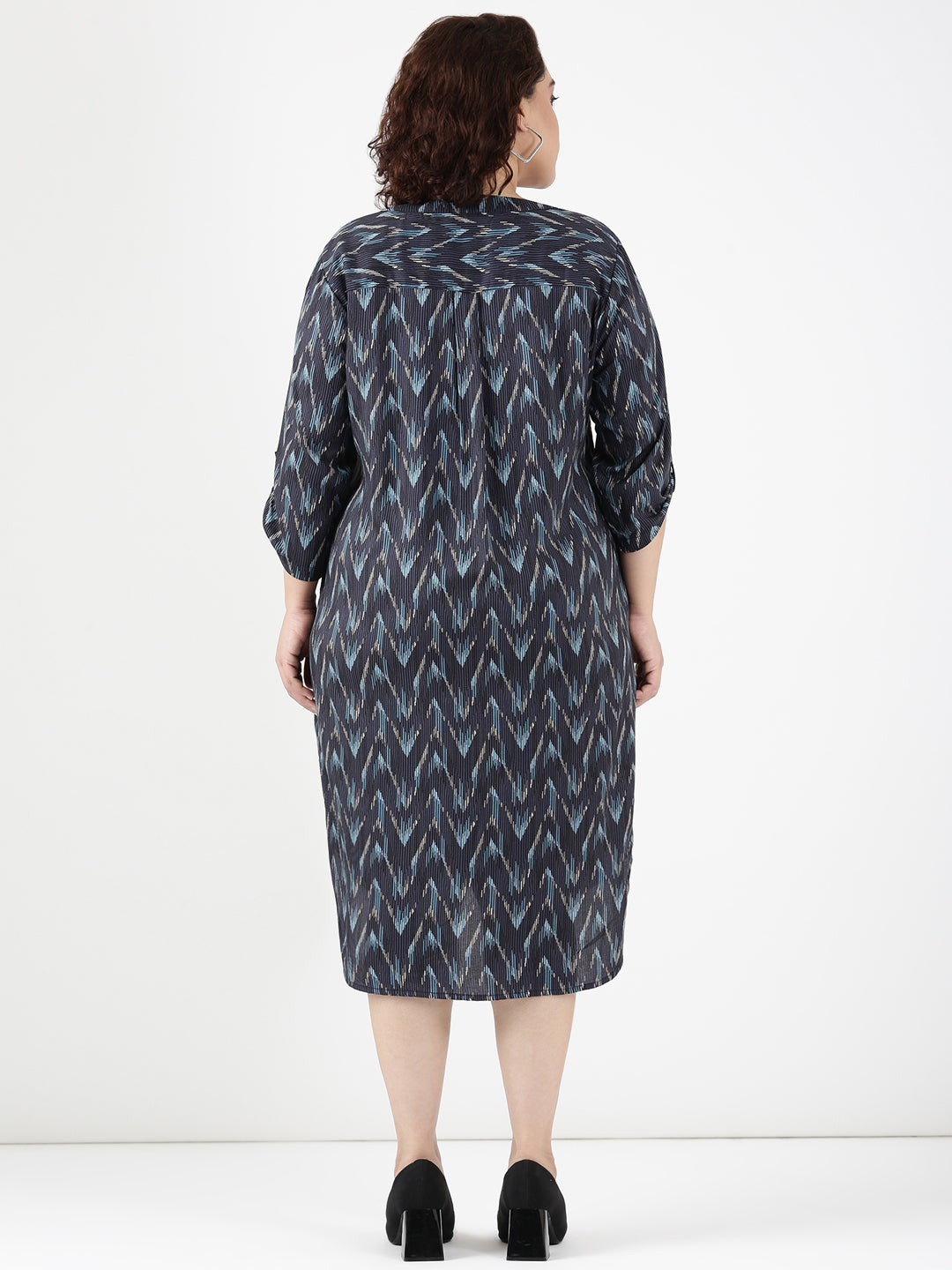 Grey Chevron Print Dress