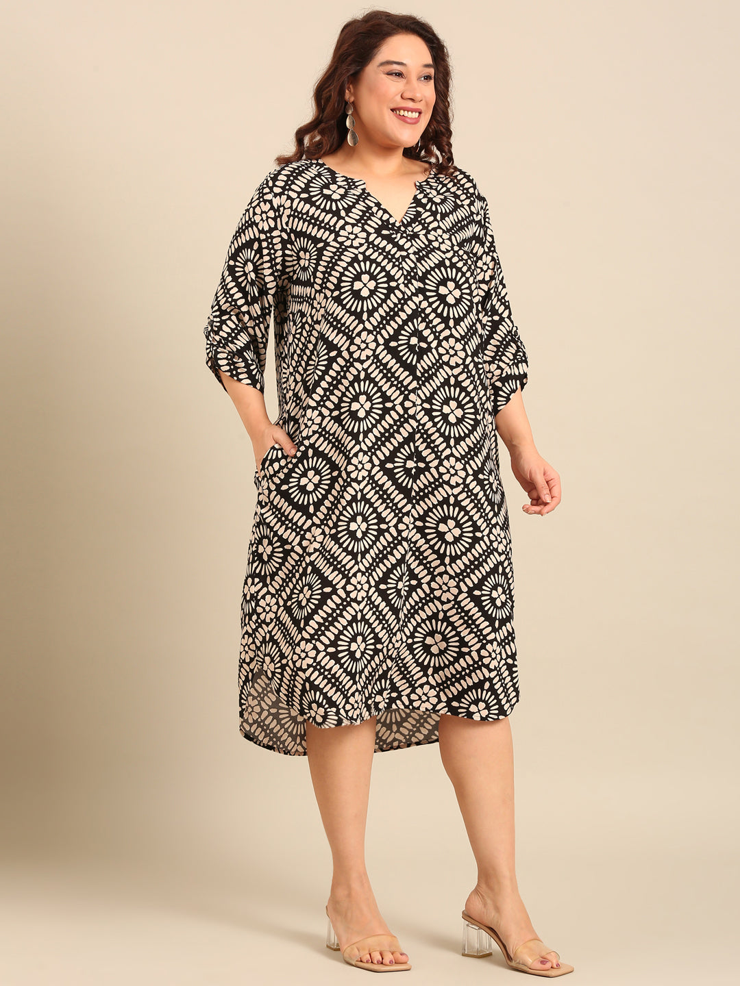 Shell Print Midi Dress