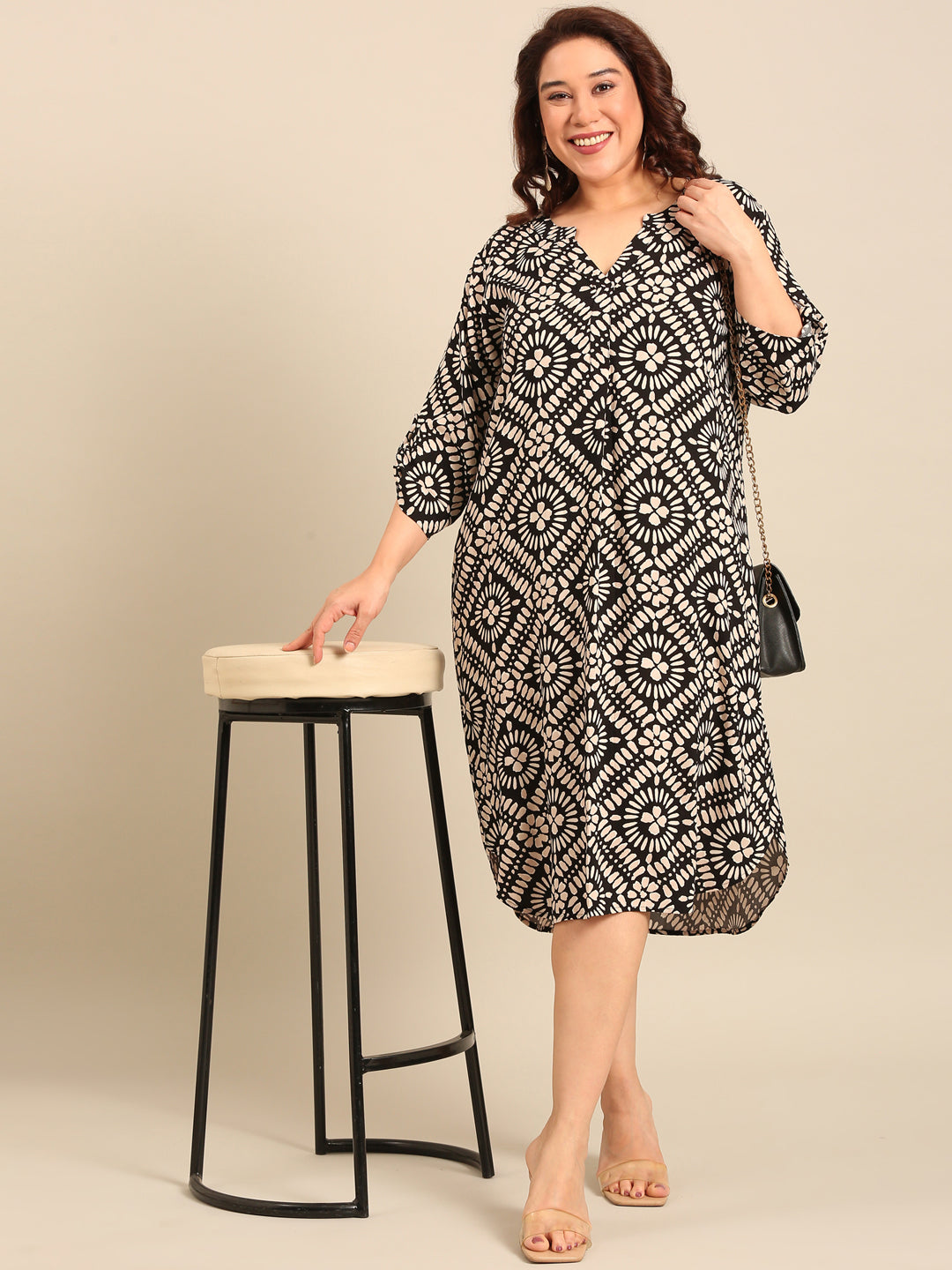 Shell Print Midi Dress