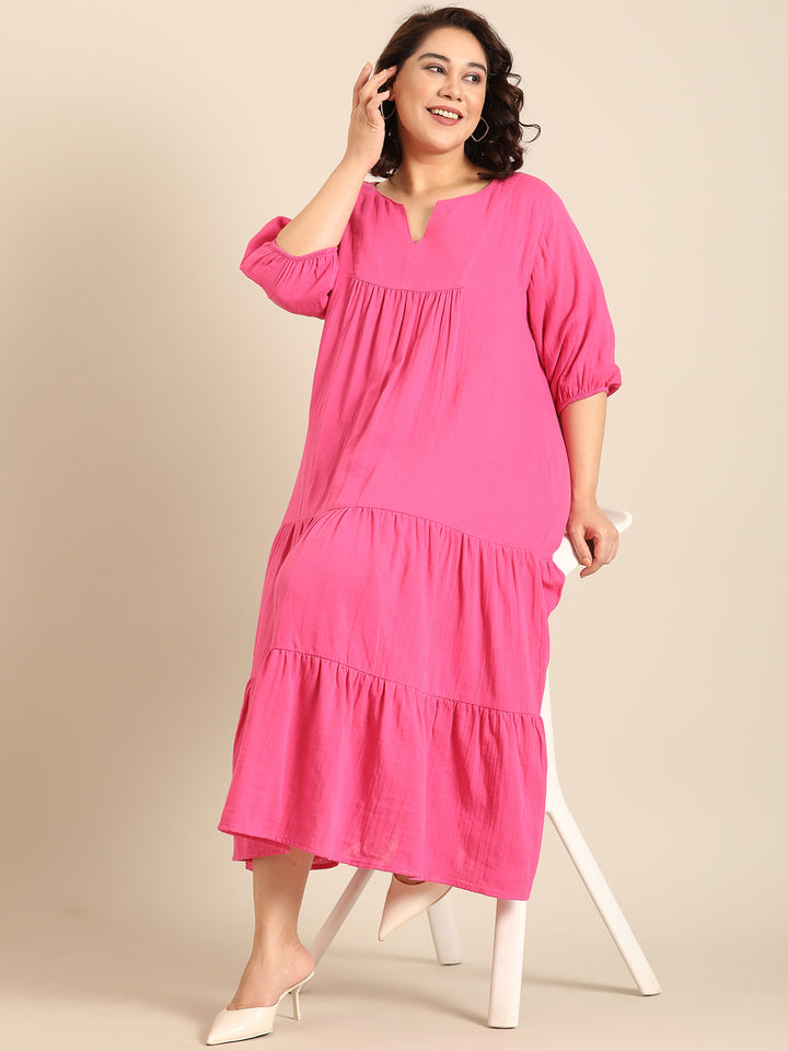 Hot Pink Tiered Dress