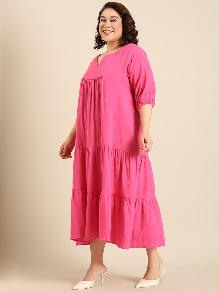 Hot Pink Tiered Dress