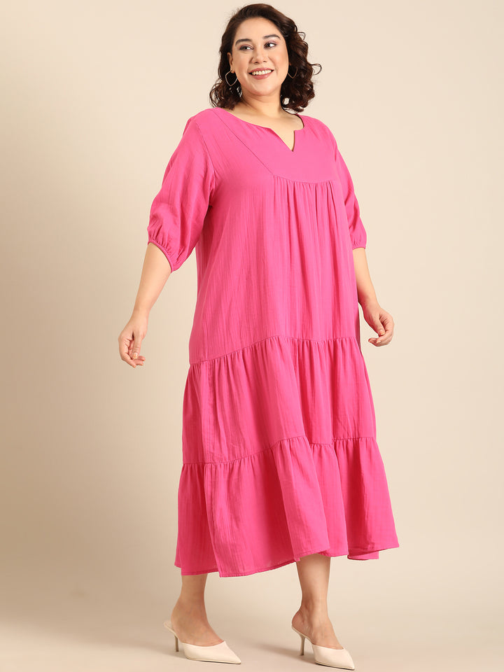 Hot Pink Tiered Dress