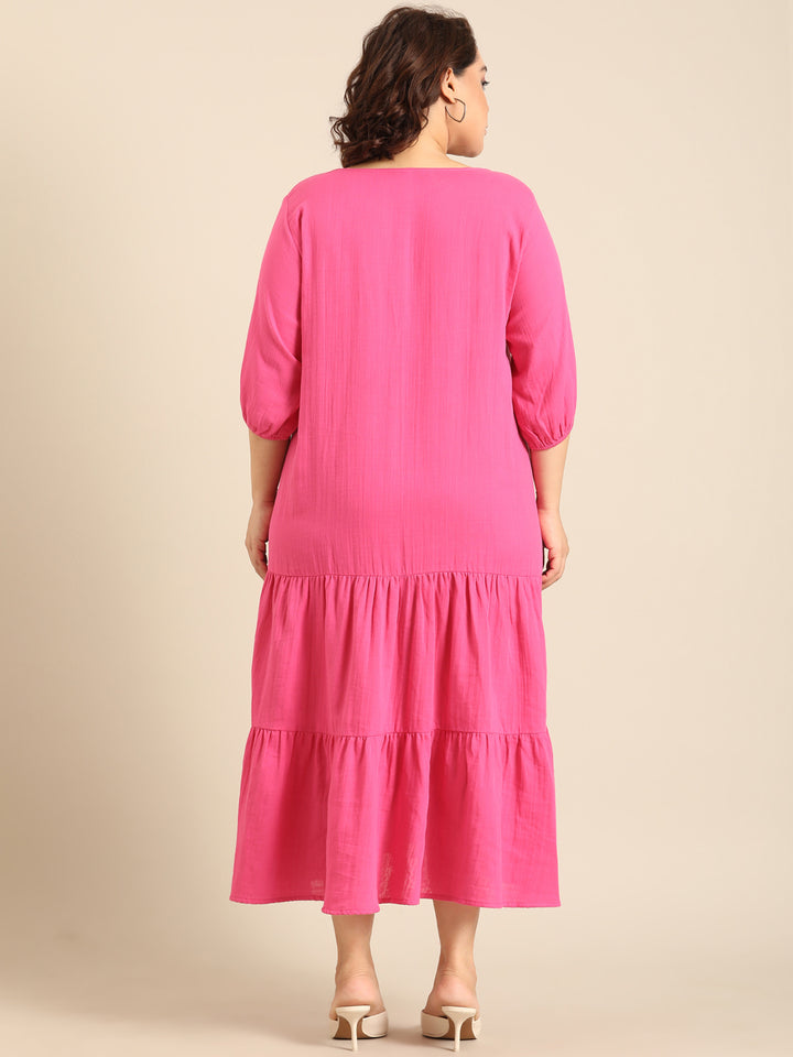 Hot Pink Tiered Dress