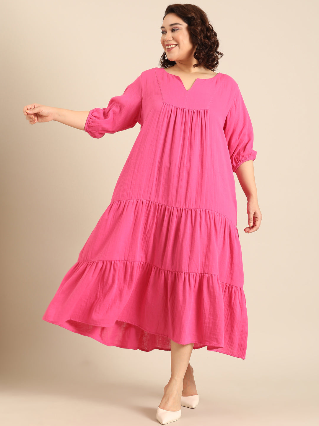 Hot Pink Tiered Dress