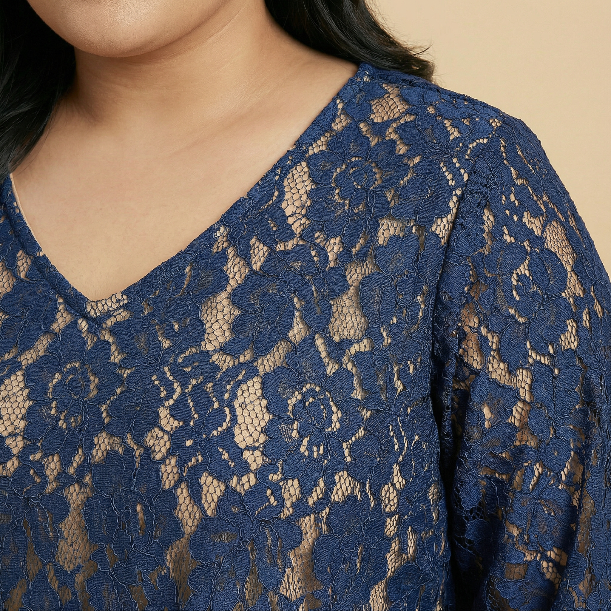 Navy Lace Top