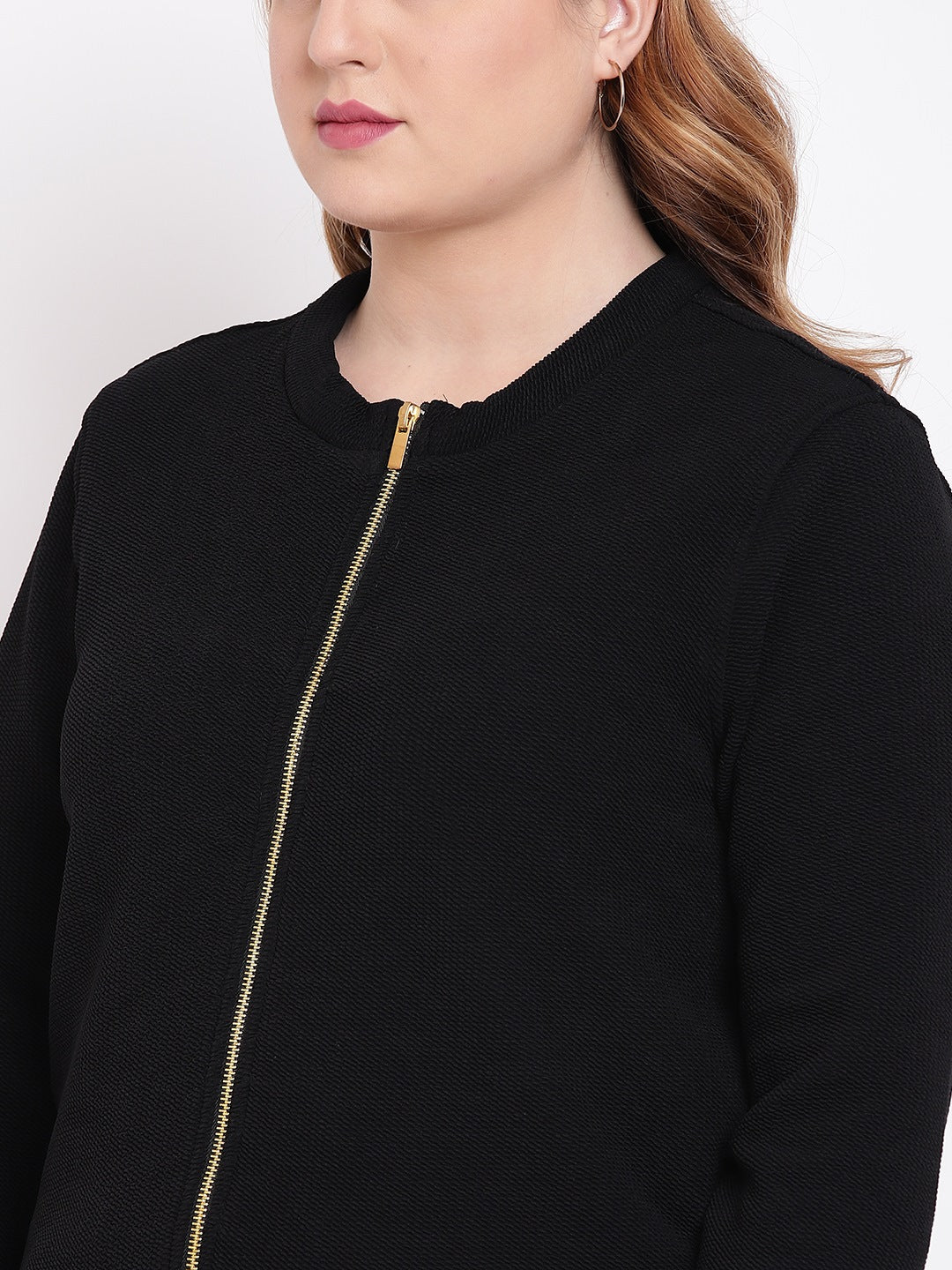 EMBOSSED BLACK JACKET WITH GOLD ZIP