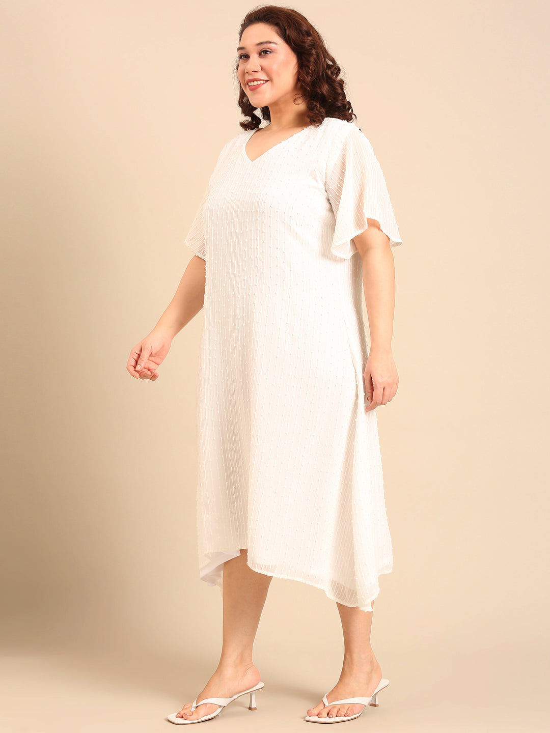 Embroidered White A-Line Dress_5