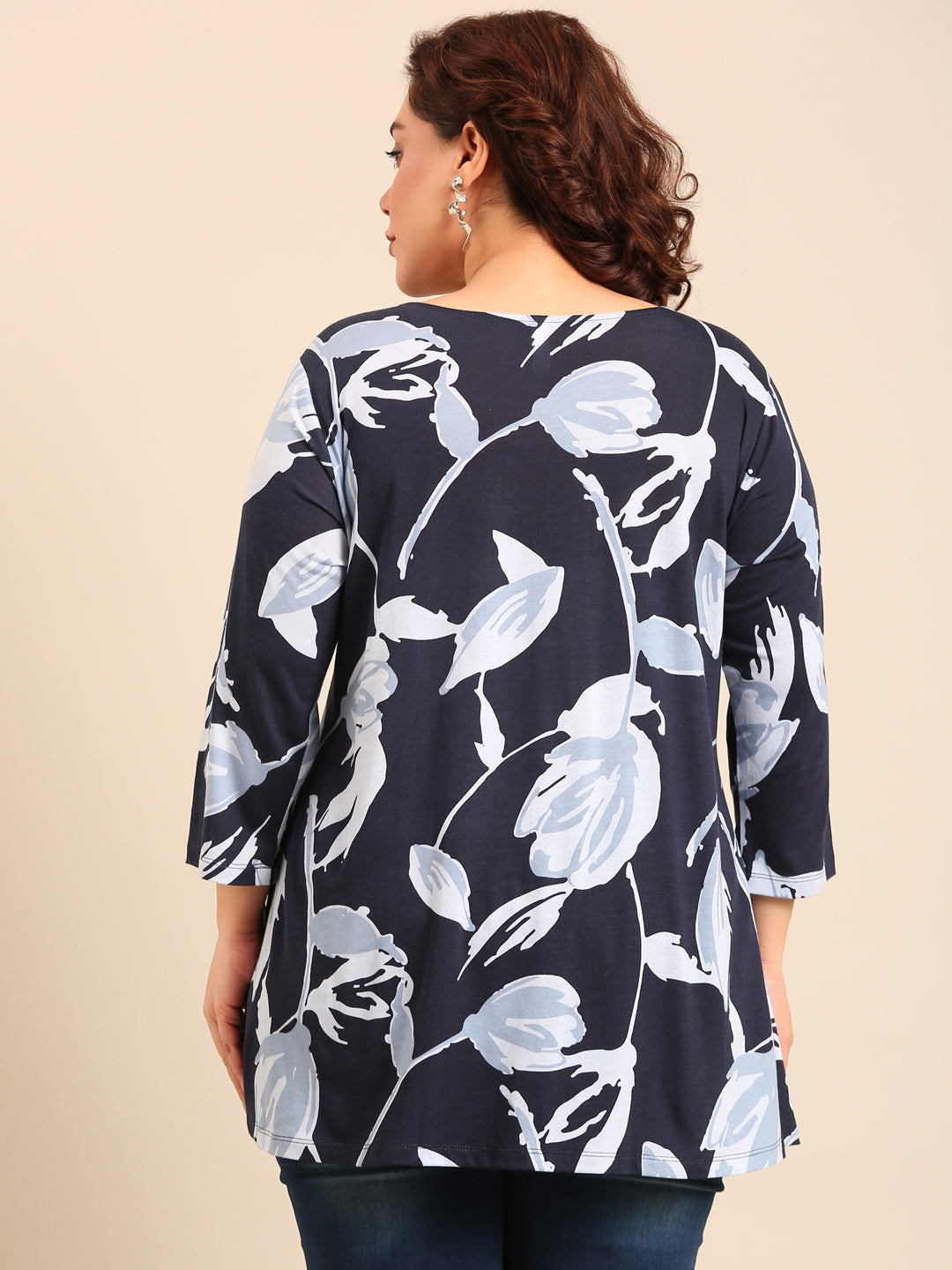 Floral Print High-Low Jersey T-Shirt