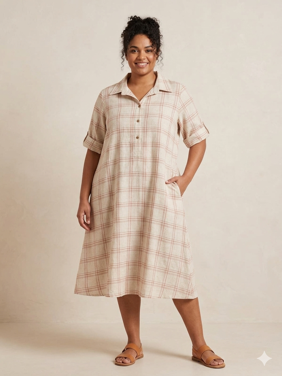 Cotton Checks A-Line Dress