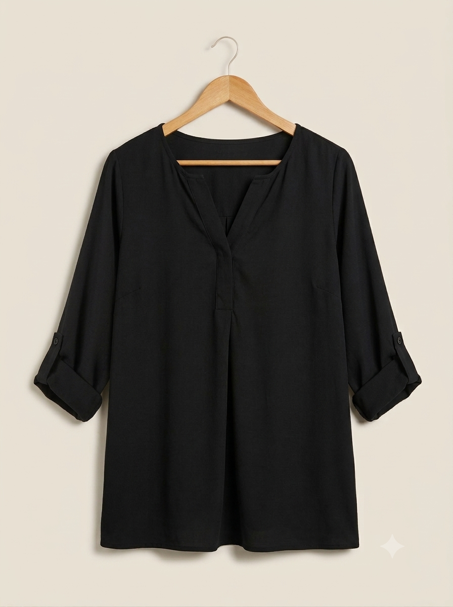 Black V-Neck Flared Top (Minor Imperfection)