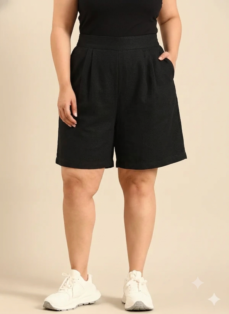 Cotton Black Shorts