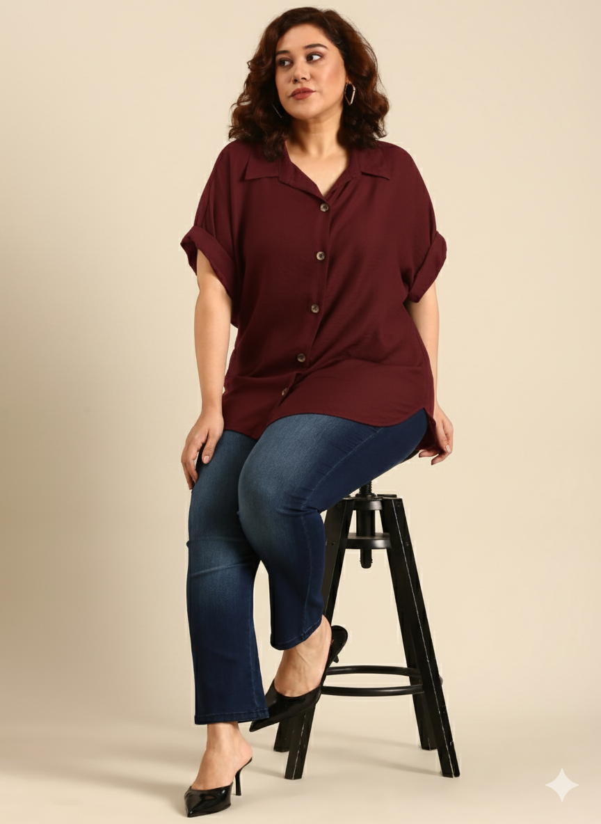 Burgundy Viscose Shirt
