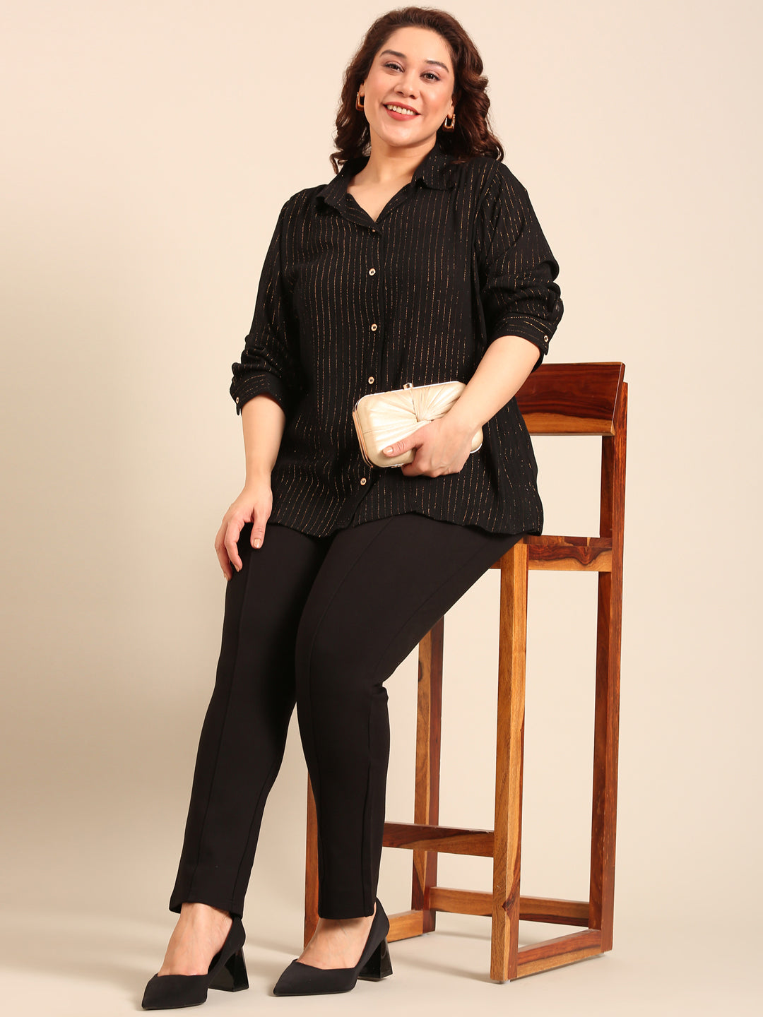 Gold Lurex Button-Down Shirt