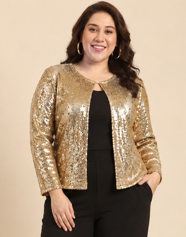 Gold Sequin with Button Jacket