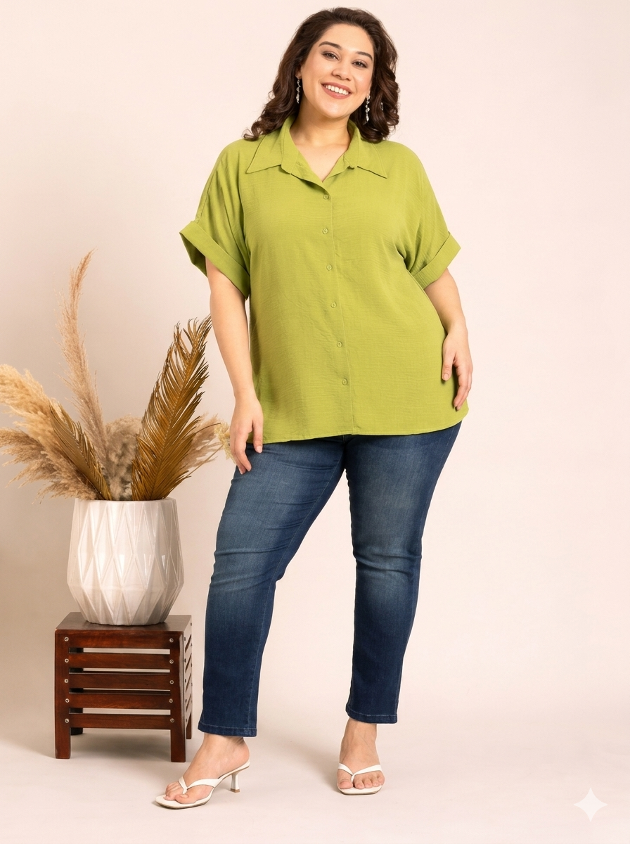 Green Drop Shoulder Shirt