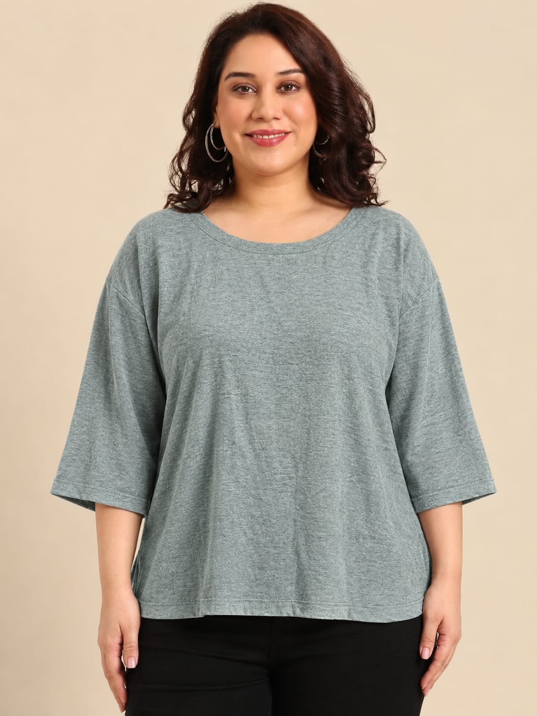 Grey Bell-Sleeves Top