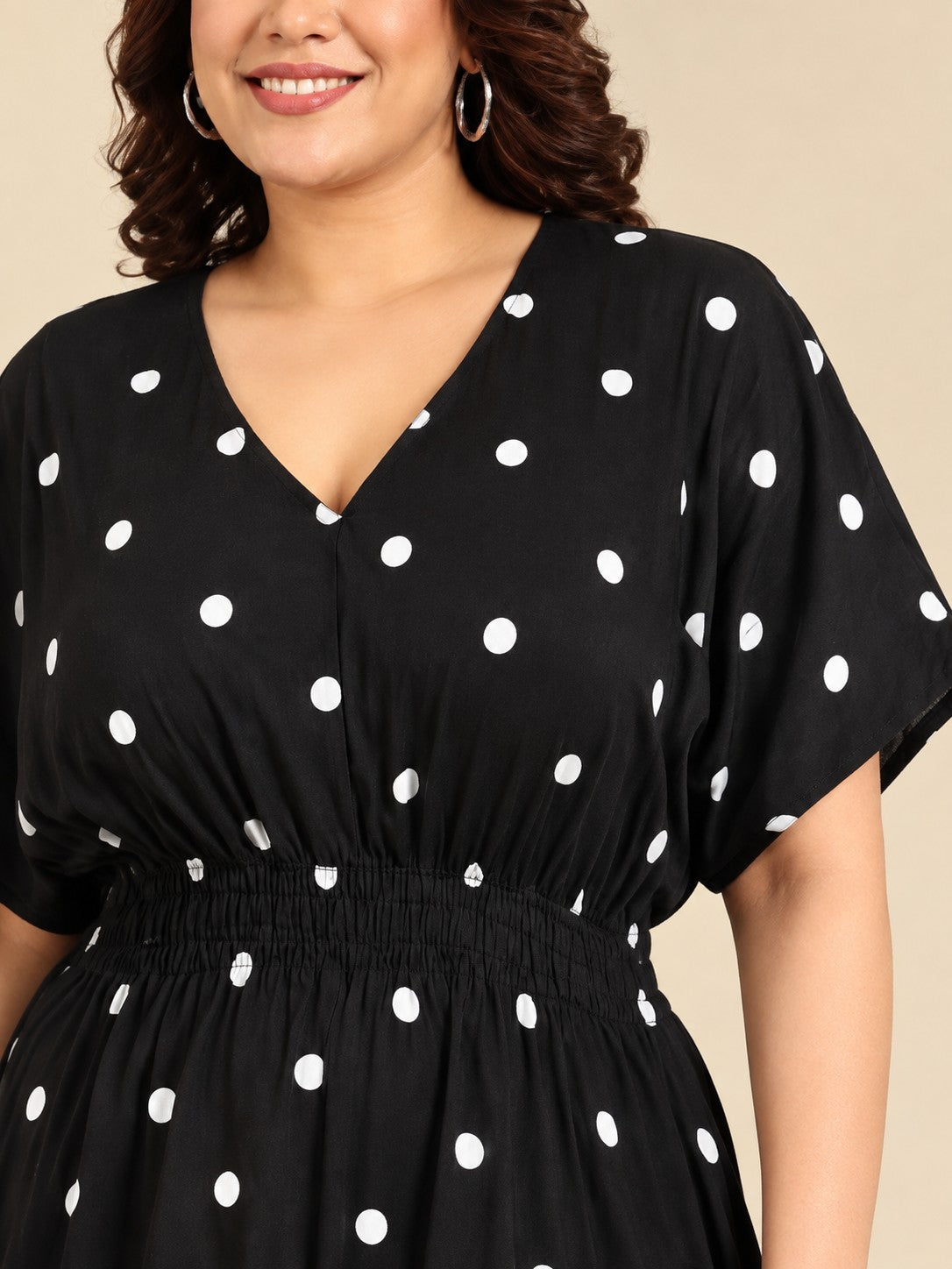 Black-White Polka Smocking Dress