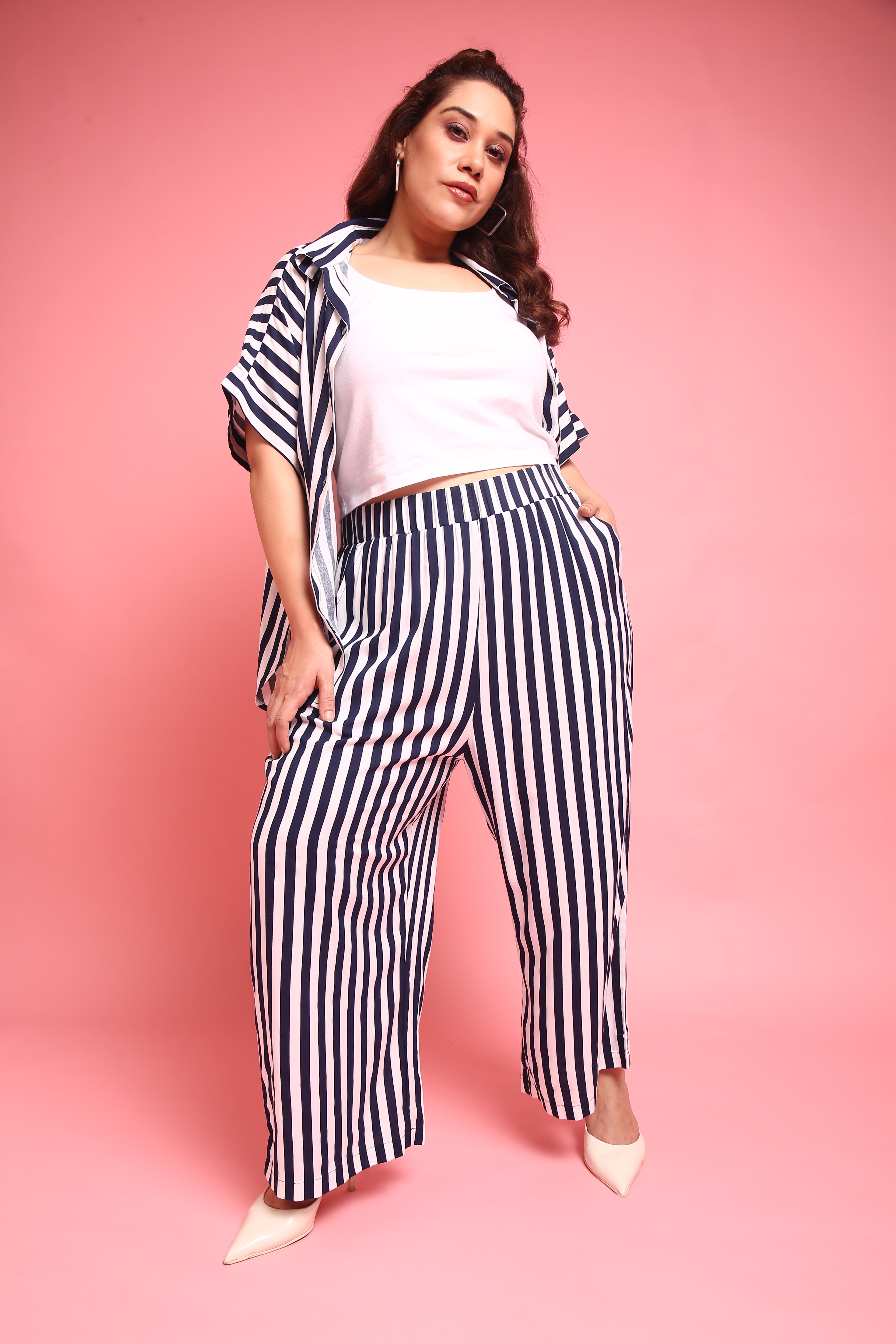 Navy Striped Co-ord Set (2 Piece)