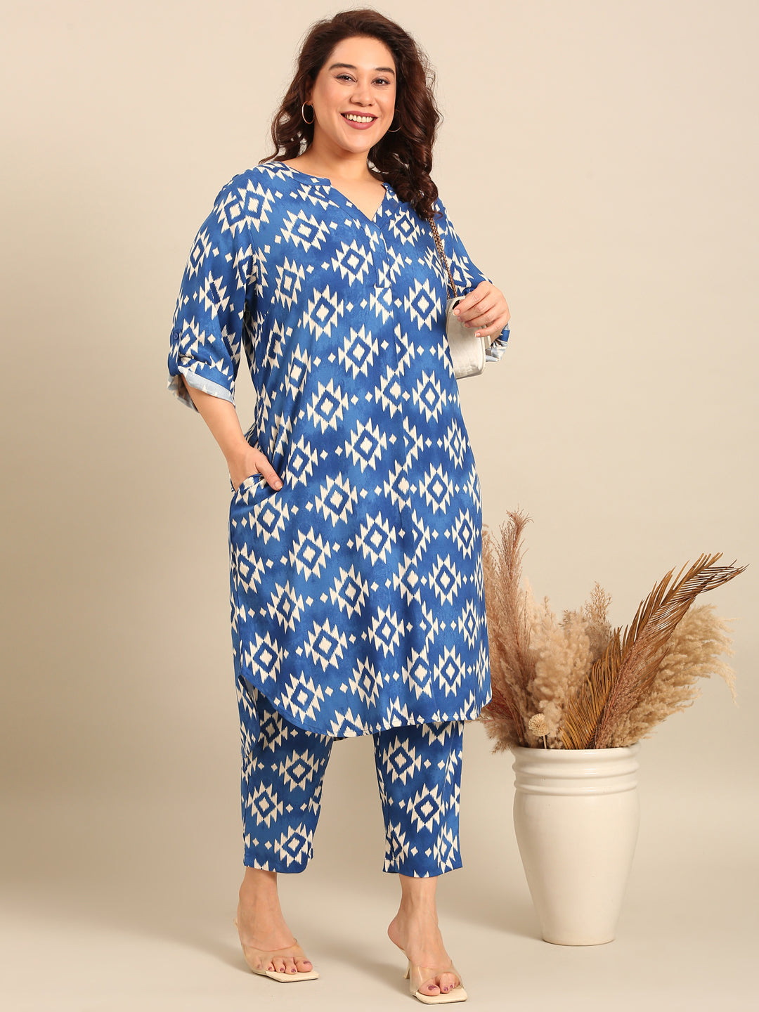 Ikat Print Midi Dress