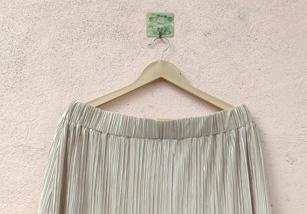 Ivory Pleated Midi Skirt