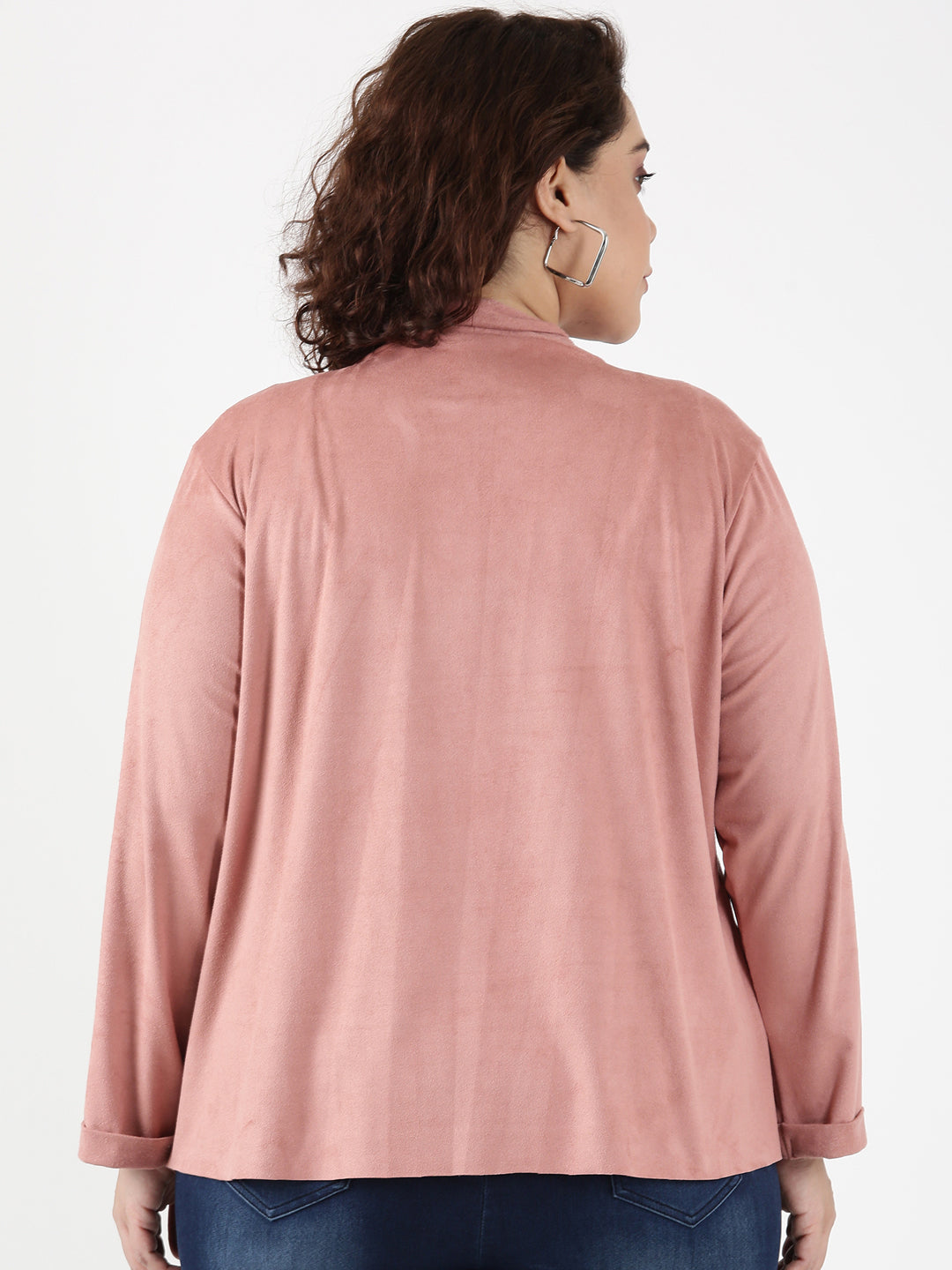 Pink Faux Suede Waterfall Jacket