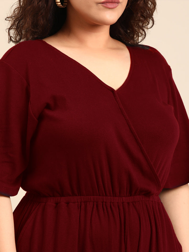 Burgundy Solid Jumpsuit