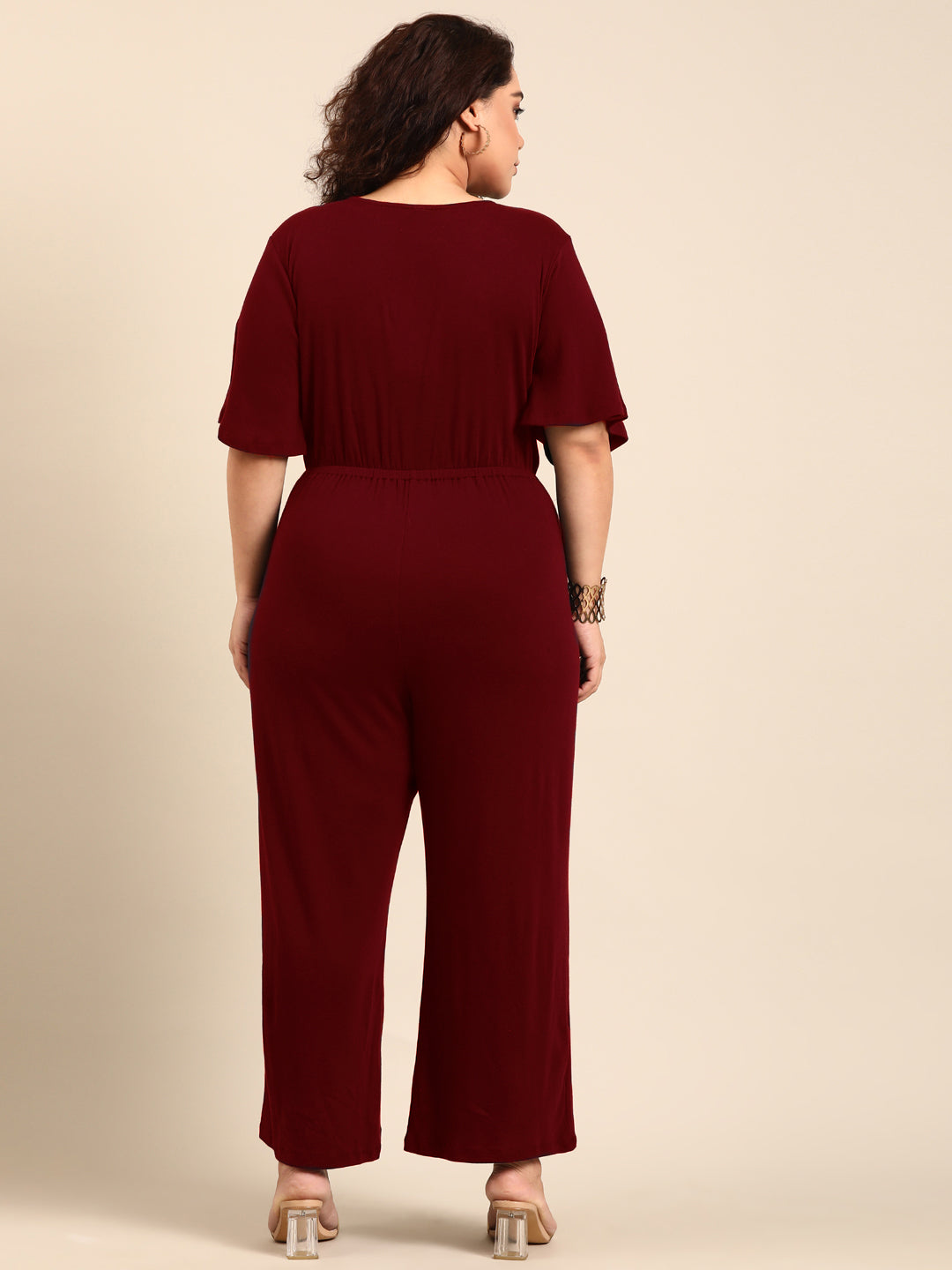 Burgundy Solid Jumpsuit