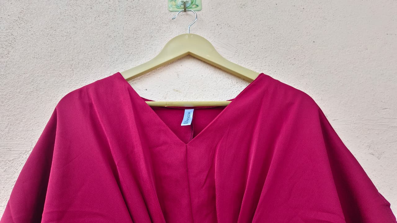 Maroon Embellished Kaftan Dress